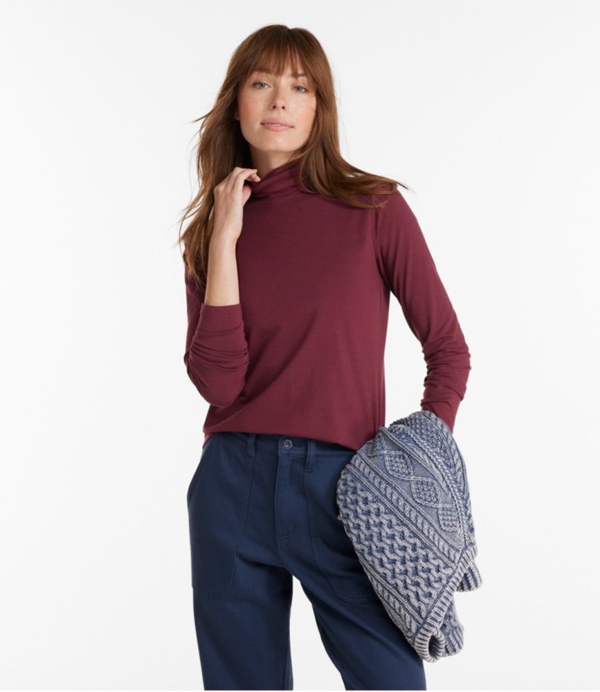 Women's Soft Stretch Supima Tee, Turtleneck - leoleo123123
