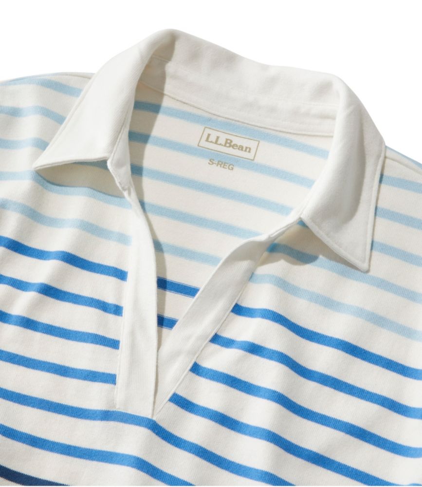 Women's Heritage Mariner Top, Splitneck Polo Three-Quarter-Sleeve Stripe - leoleo123123