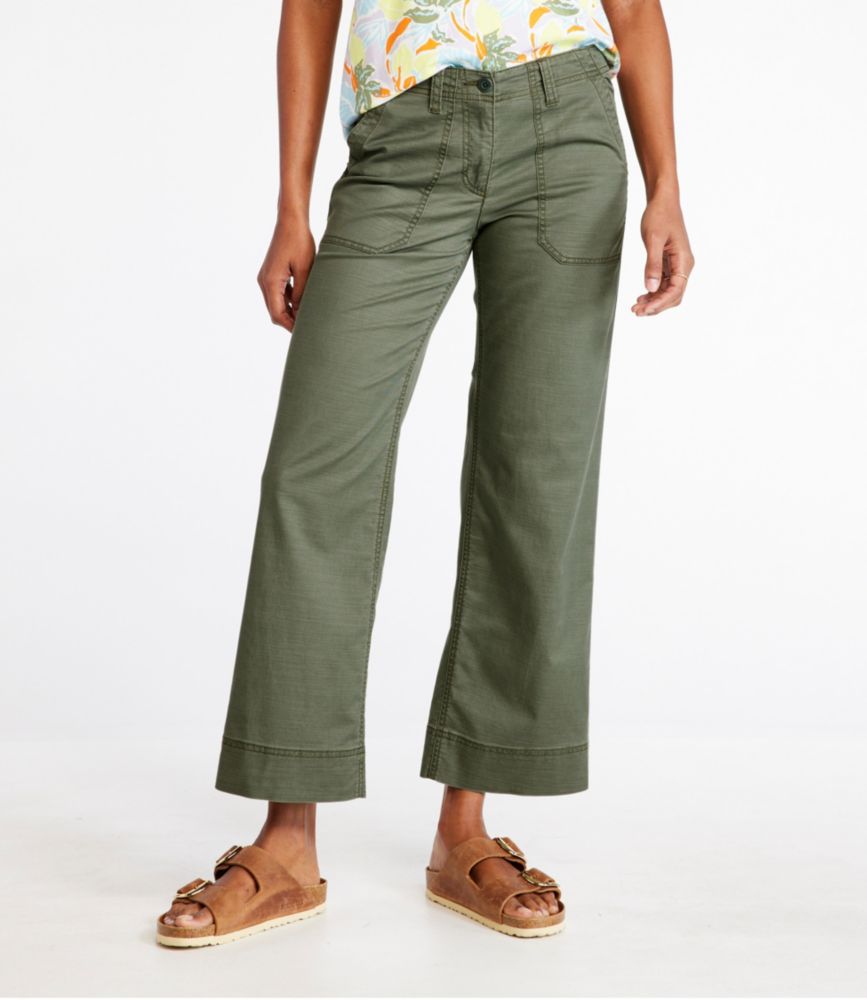 Women's Signature Cotton/TENCEL Utility Pants, Mid-Rise Wide-Leg Ankle-Length - leoleo123123