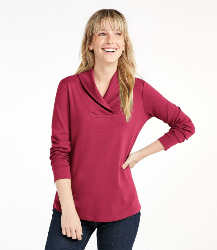 Women's L.L.Bean Pullover, Long-Sleeve Shawl Collar - leoleo123123