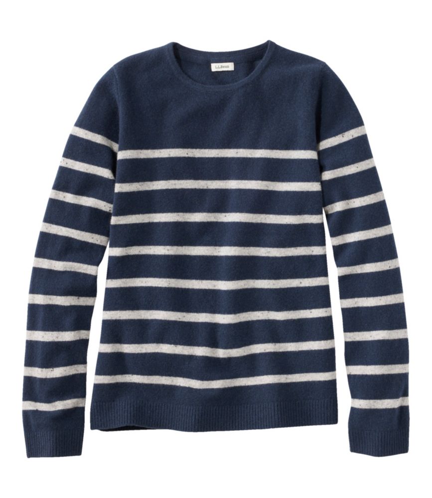 Women's Classic Cashmere Sweater, Crewneck Stripe - leoleo123123