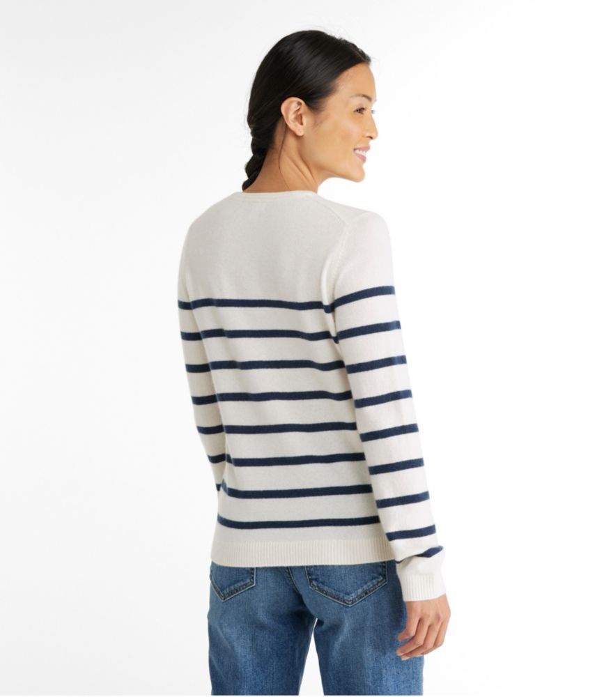 Women's Classic Cashmere Sweater, Crewneck Stripe - leoleo123123