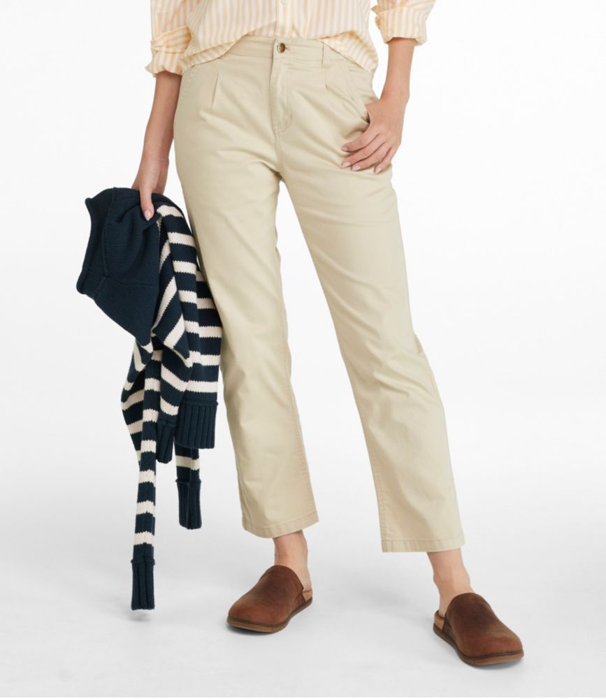 Women's Signature Easy-Cotton Pleated Chinos, Ankle - leoleo123123