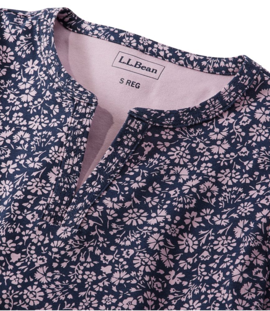 Women's L.L.Bean Tee, Three-Quarter-Sleeve Splitneck Tunic Print - leoleo123123