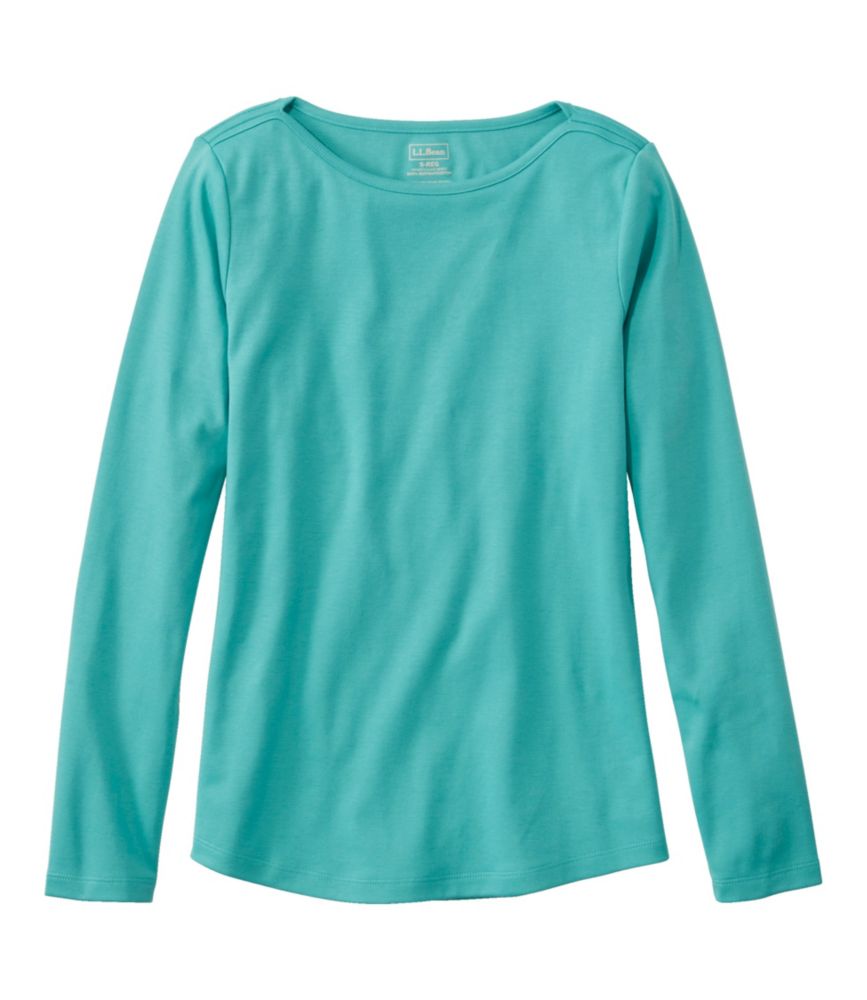 Women's Pima Cotton Shaped Tee, Long-Sleeve Boatneck - leoleo123123
