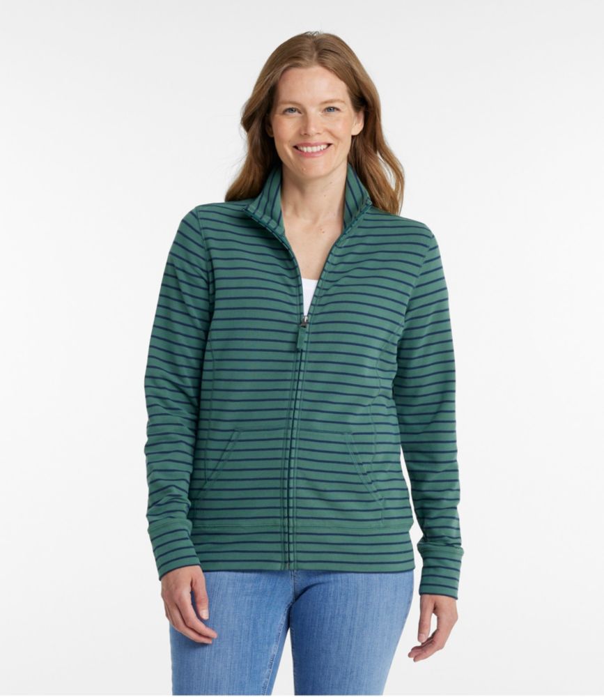 Women's Ultrasoft Sweats, Full-Zip Mock-Neck Jacket Stripe - leoleo123123