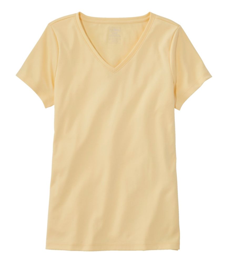 Women's Pima Cotton Shaped V-Neck, Short-Sleeve - leoleo123123