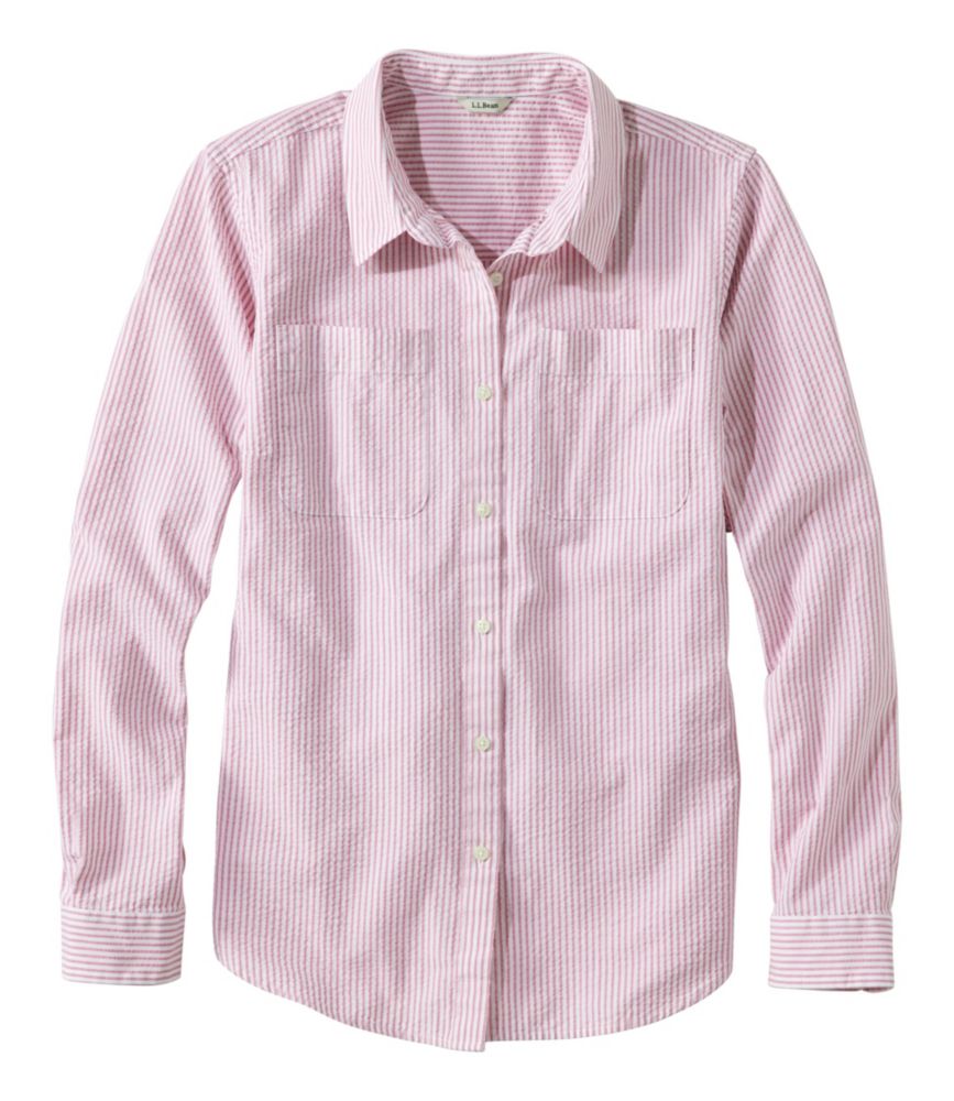 Women's Vacationland Seersucker Shirt, Long-Sleeve - leoleo123123