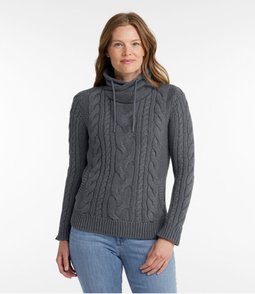 Women's Double L® Mixed-Cable Sweater, Funnelneck - leoleo123123