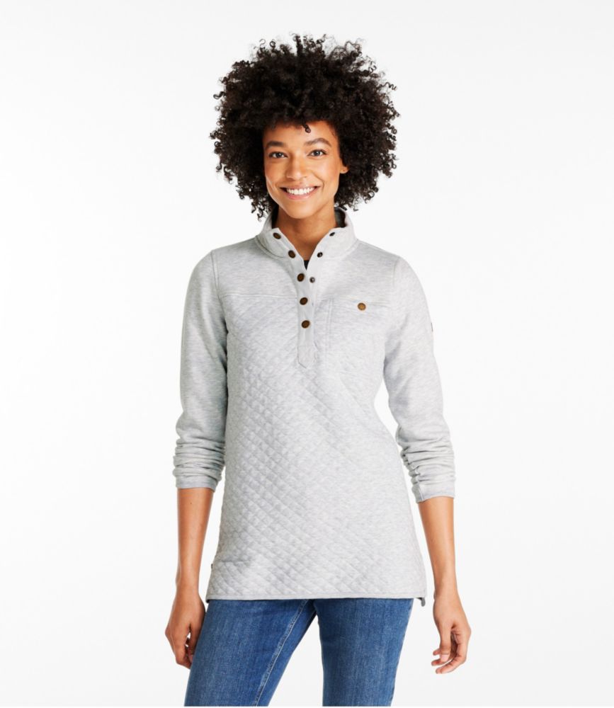 Women's Quilted Sweatshirt, Mockneck Tunic - leoleo123123