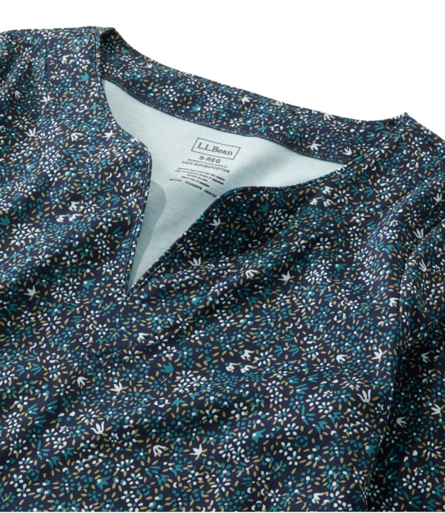 Women's Pima Cotton Tunic, Three-Quarter-Sleeve Splitneck Print - leoleo123123