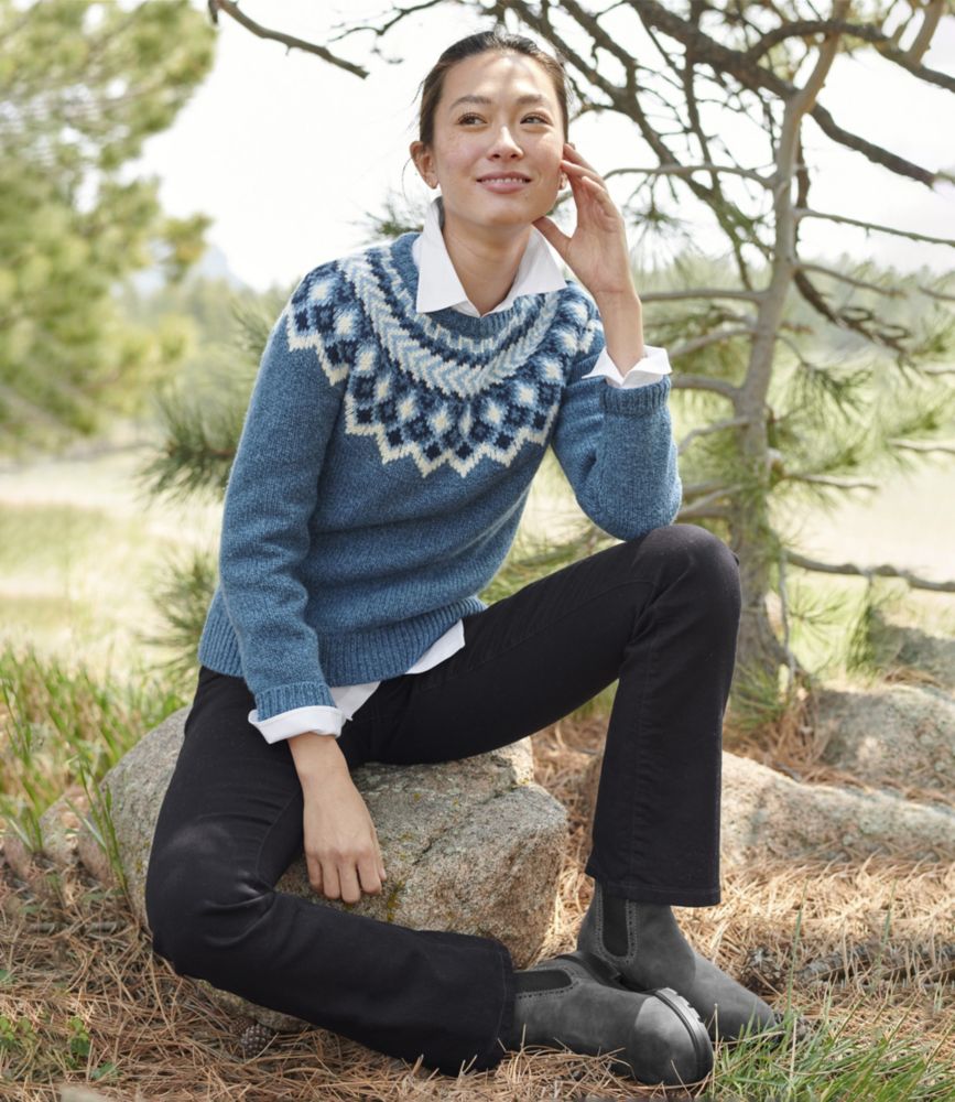 Women's Bean's Classic Ragg Wool Sweater, Crewneck Fair Isle - leoleo123123