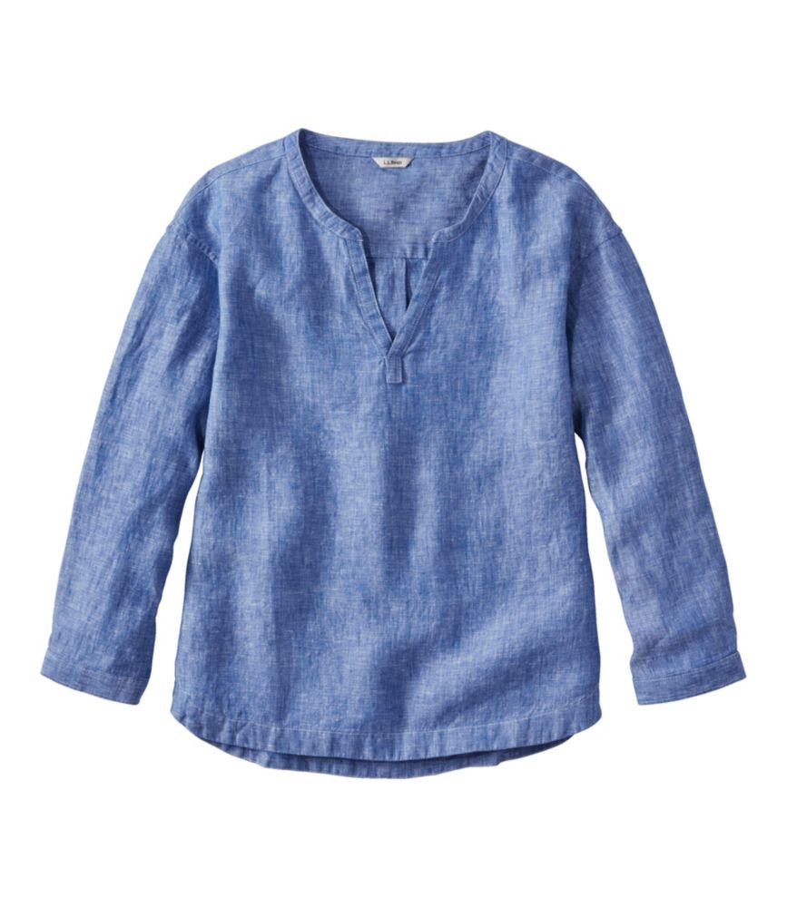 Women's Premium Washable Linen Shirt, Splitneck - leoleo123123