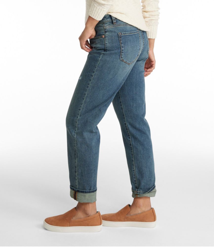 Women's Signature Organic Denim Boyfriend Jeans, Low-Rise Straight-Leg - leoleo123123