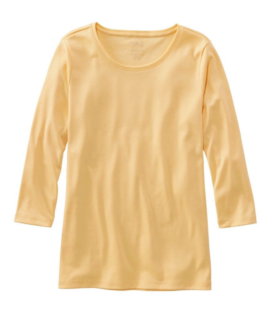 Women's Pima Cotton Shaped Tee, Three-Quarter-Sleeve Jewelneck - leoleo123123
