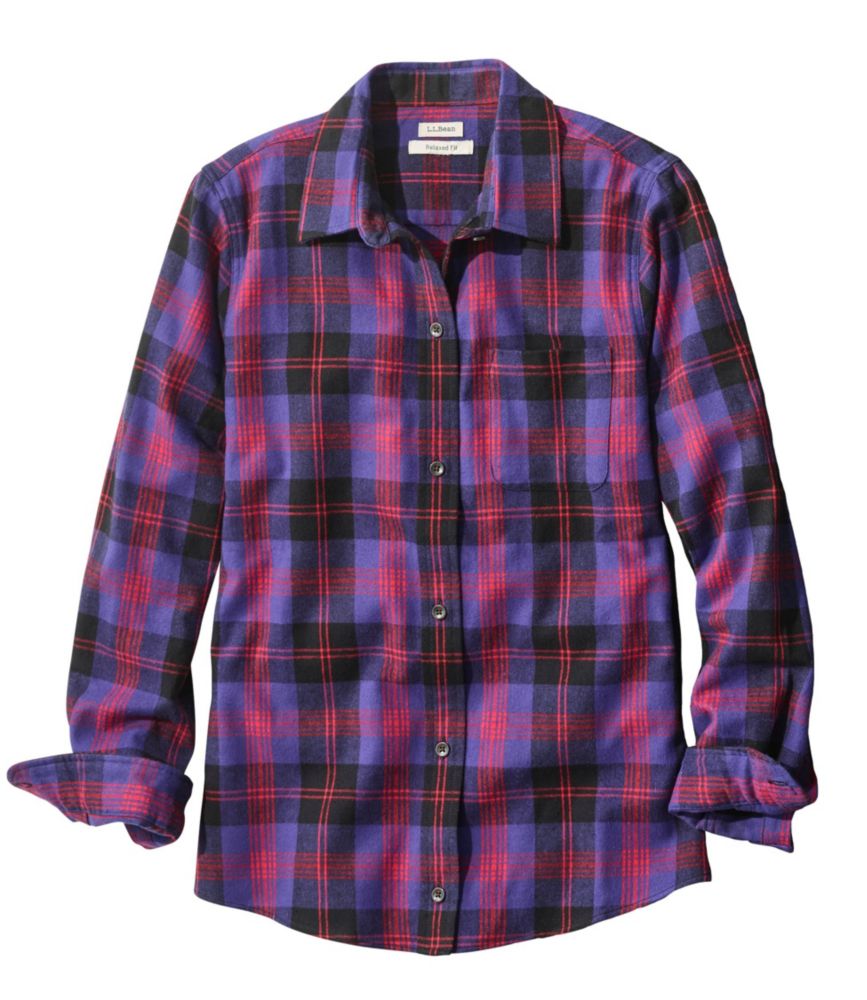 Women's Scotch Plaid Flannel Shirt, Relaxed - leoleo123123