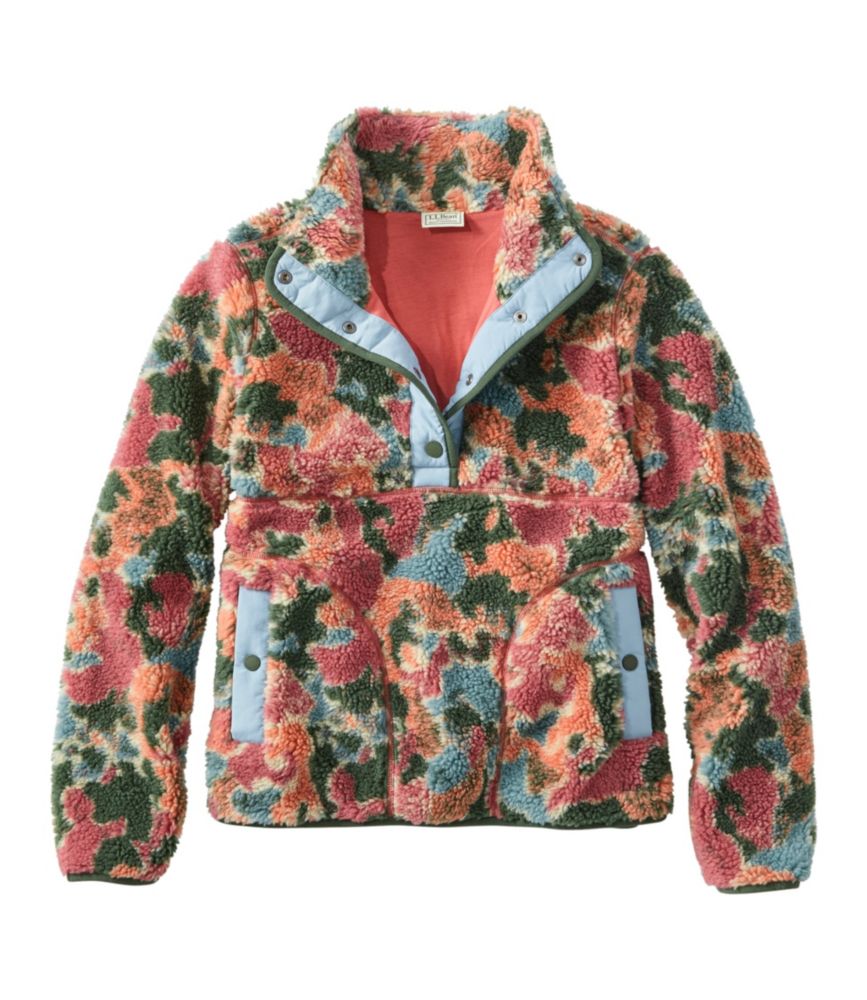 Women's Bean's Sherpa Fleece Pullover, Print - leoleo123123