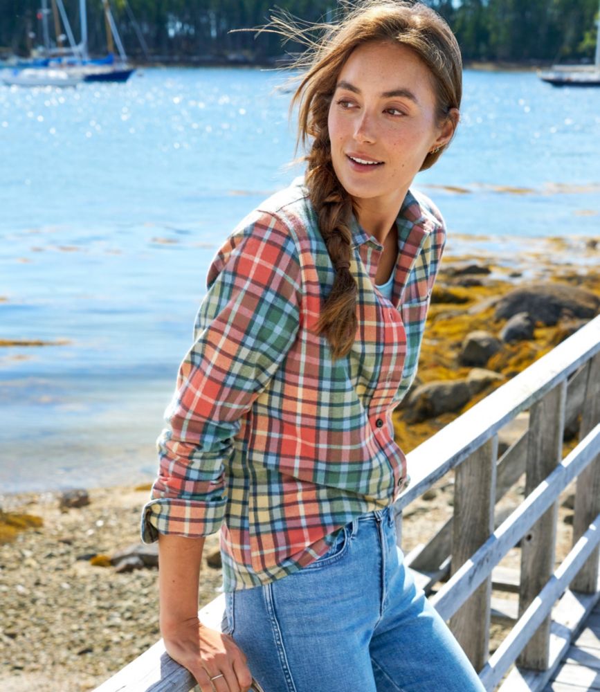 Women's Scotch Plaid Flannel Shirt, Relaxed - leoleo123123