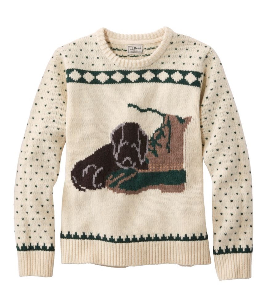 Women's Bean's Classic Ragg Wool Crewneck Intarsia Sweater - leoleo123123