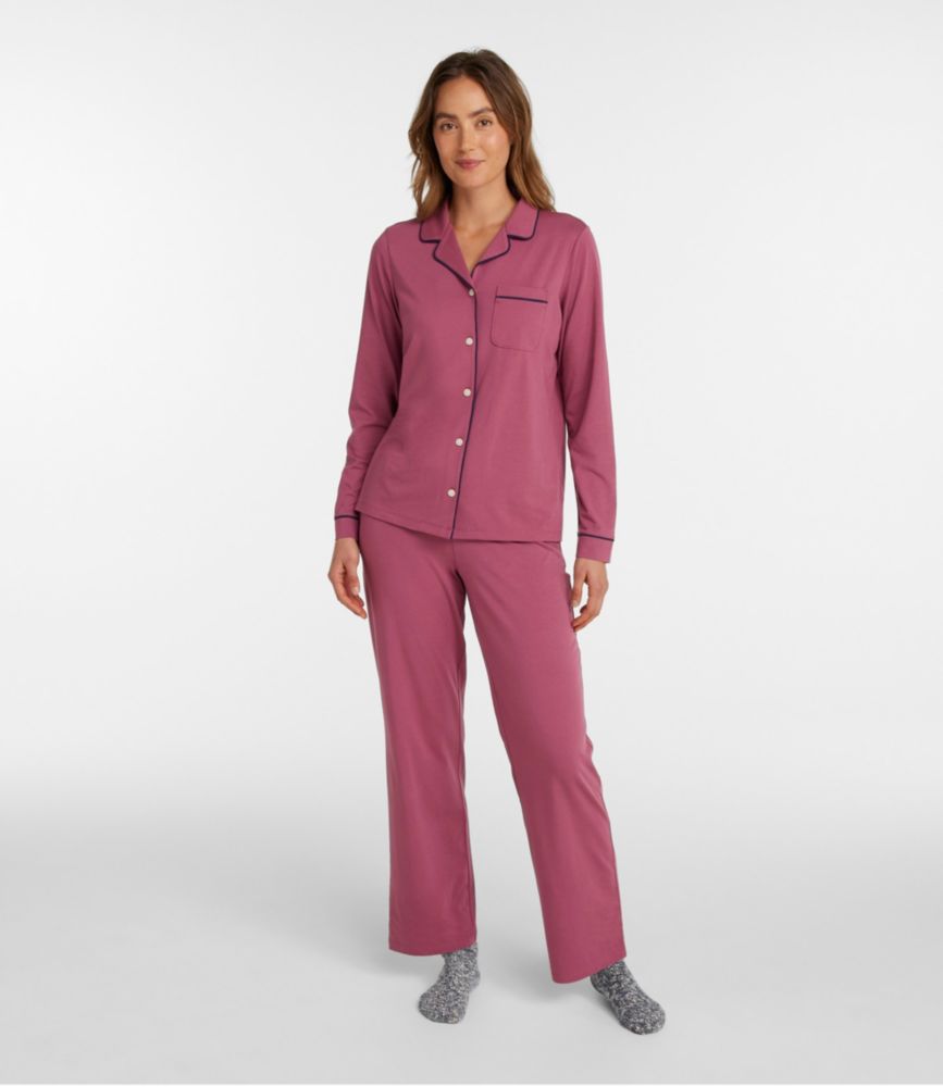 Women's Super-Soft Shrink-Free Pajama Set, Button-Front - leoleo123123