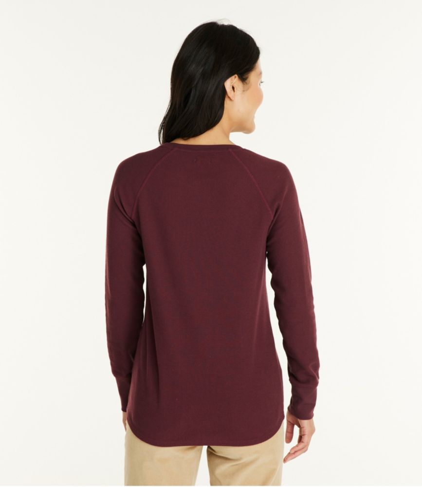 Women's Unshrinkable Mini-Waffle Tee, Long-Sleeve Crewneck - leoleo123123
