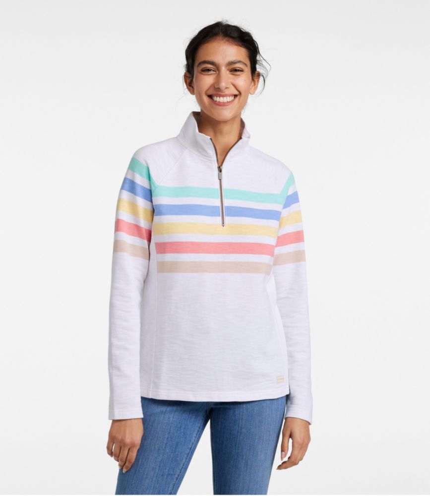 Women's Peaks Island Quarter-Zip Pullover, Stripe - leoleo123123