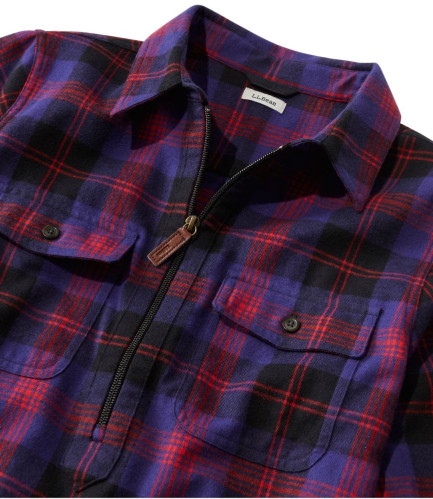 Women's Scotch Plaid Flannel Shirt, Quarter-Zip - leoleo123123