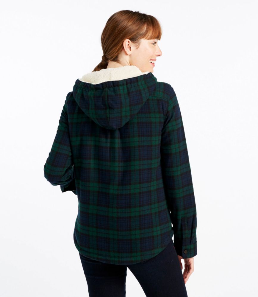 Women's Scotch Plaid Flannel Shirt, Sherpa-Lined Zip Hoodie - leoleo123123