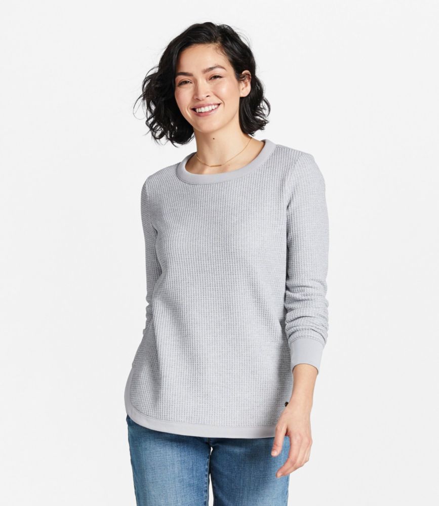 Women's Signature Brushed-Back Waffle Boatneck - leoleo123123