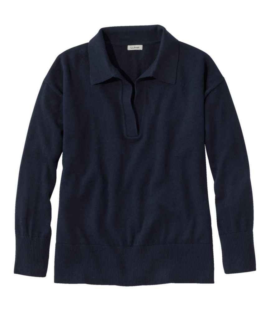 Women's Cotton/Cashmere Sweater, Polo - leoleo123123