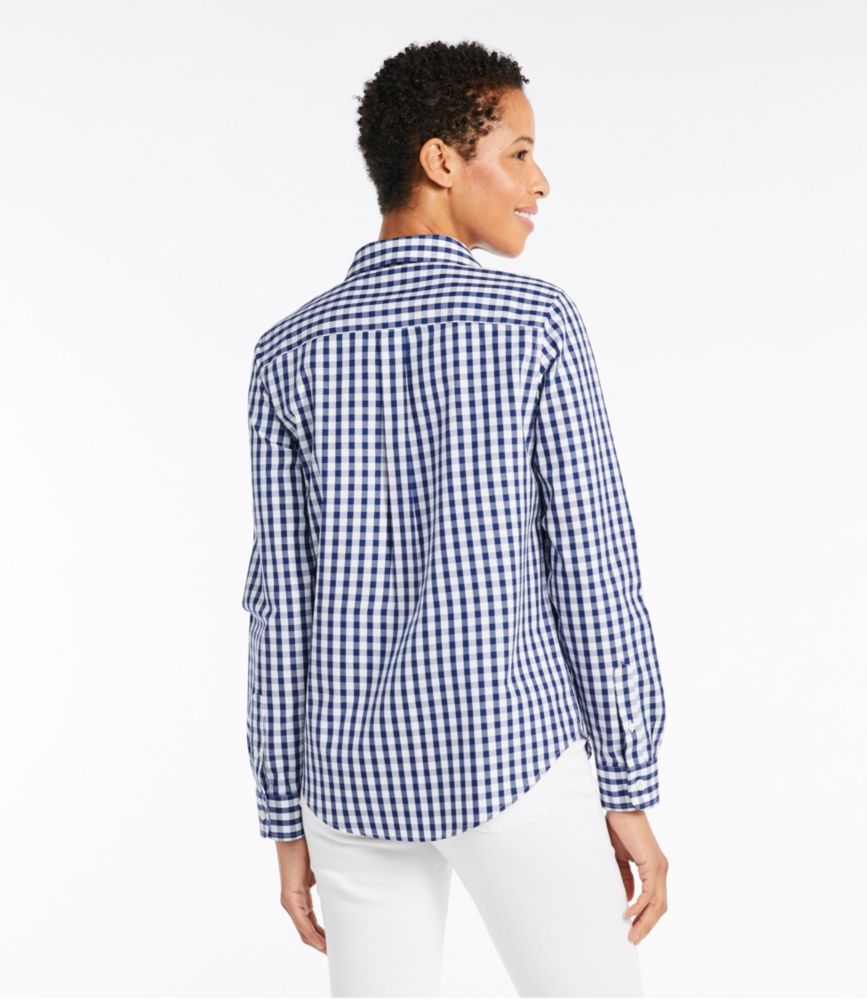Women's Wrinkle-Free Pinpoint Oxford Shirt, Long-Sleeve Relaxed Fit Plaid - leoleo123123