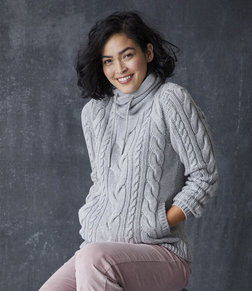 Women's Double L® Mixed-Cable Sweater, Funnelneck - leoleo123123