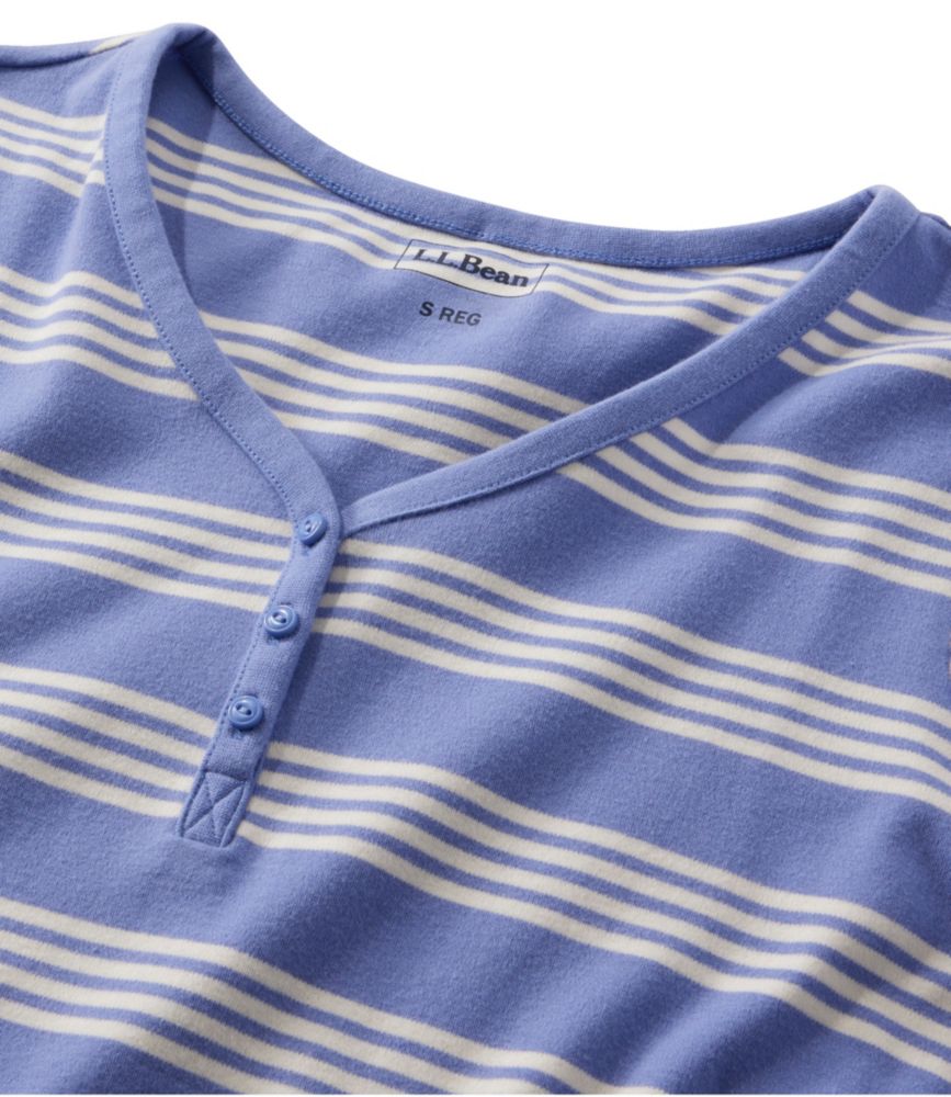 Women's L.L.Bean V-Neck Henley, Long-Sleeve Stripe - leoleo123123