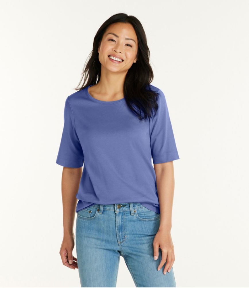 Women's L.L.Bean Jewelneck Tee, Elbow-Sleeve - leoleo123123