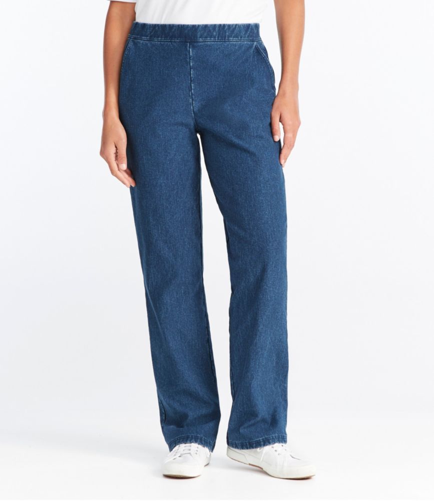 Women's Perfect Fit Pants, Denim Straight-Leg Fleece-Backed - leoleo123123