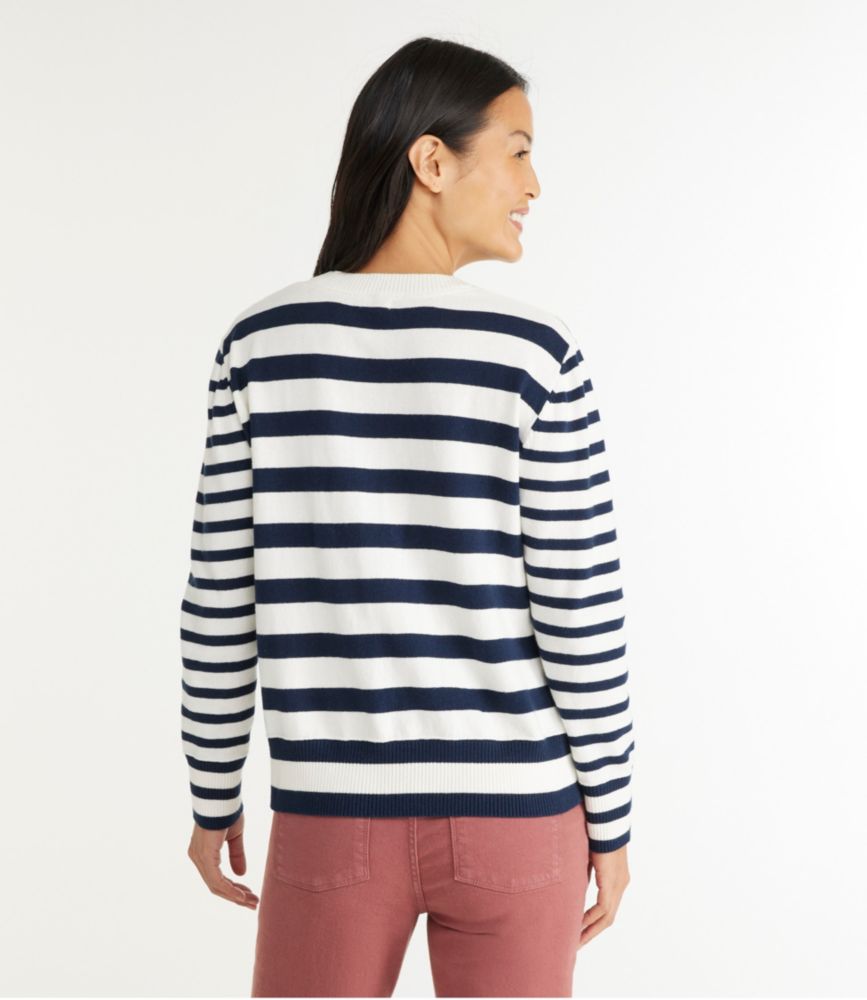 Women's Cotton/Cashmere Sweater, Crewneck Stripe - leoleo123123