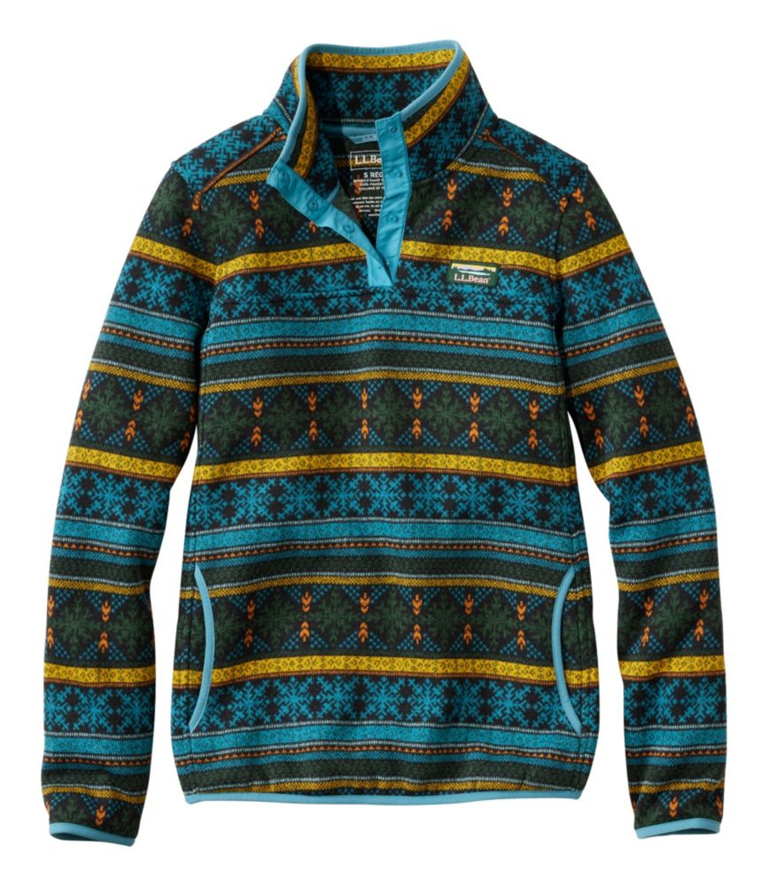 Women's L.L.Bean Sweater Fleece Pullover, Print - leoleo123123