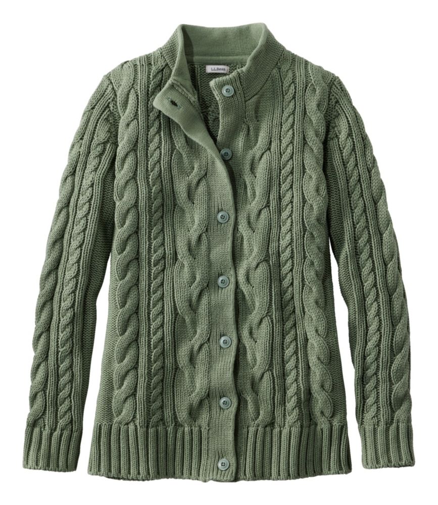 Women's Double L® Cable Sweater, Button-Front Cardigan - leoleo123123