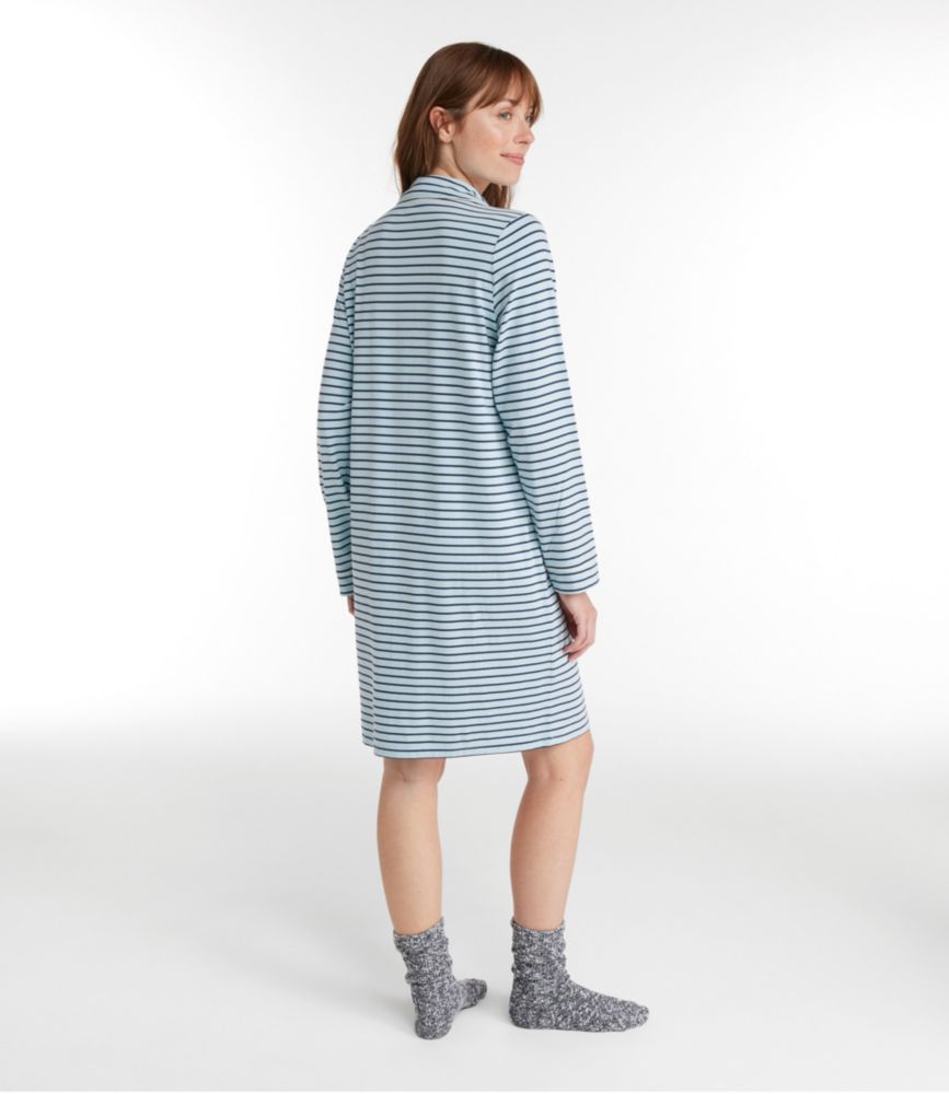 Women's Super-Soft Shrink-Free Button-Front Nightgown, Stripe - leoleo123123