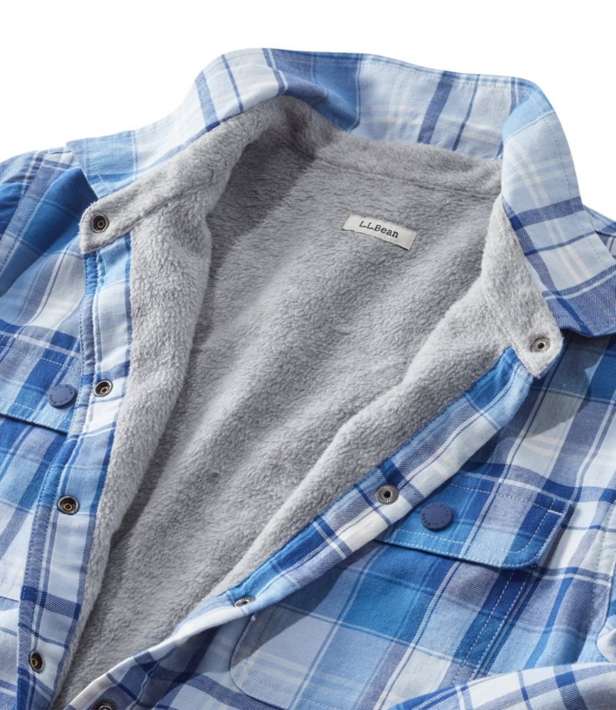 Women's Fleece-Lined Flannel Shirt, Snap-Front Plaid - leoleo123123