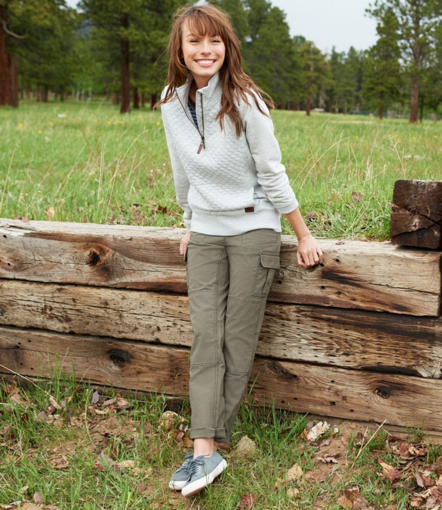 Women's Stretch Canvas Cargo Pants, Mid-Rise Straight-Leg - leoleo123123