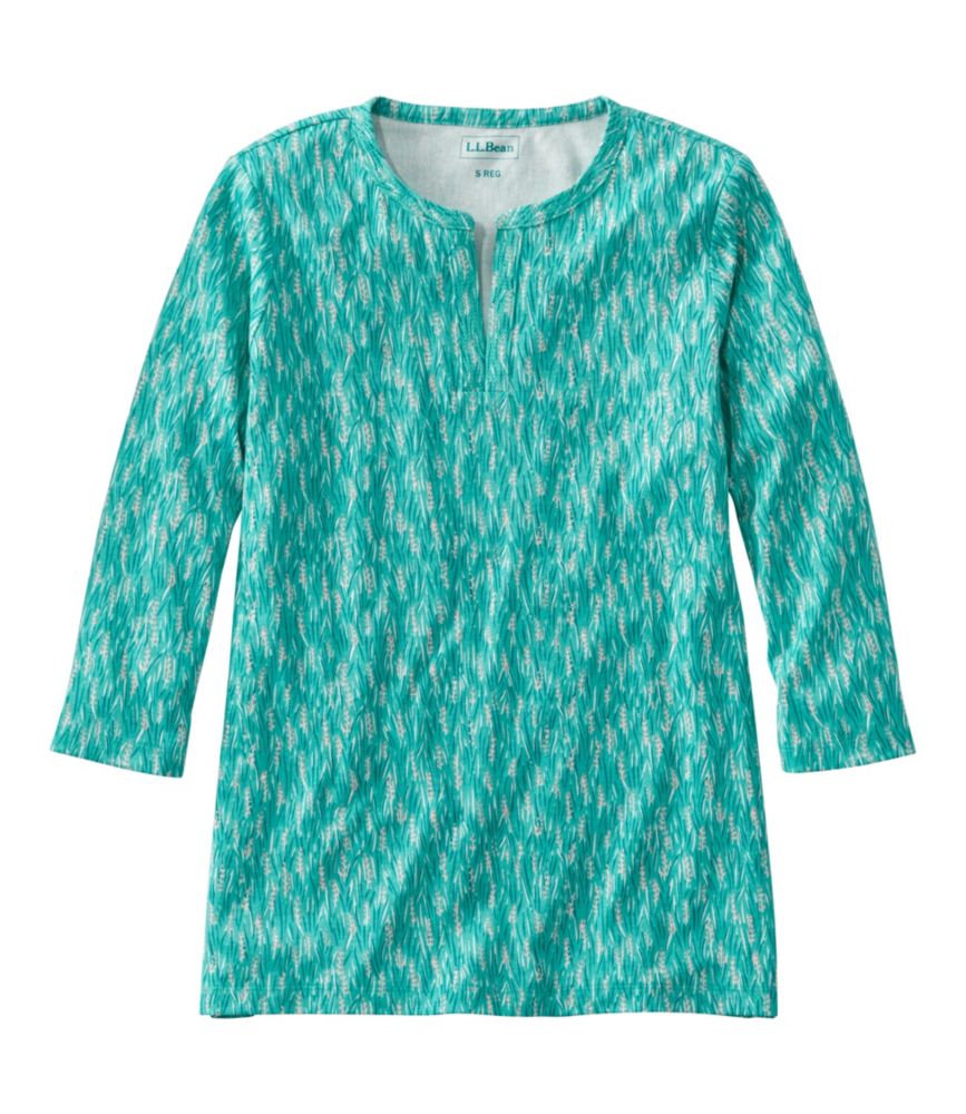 Women's L.L.Bean Tee, Three-Quarter-Sleeve Splitneck Tunic Print - leoleo123123