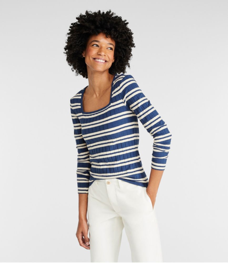 Women's Signature Ribbed Square-Neck Top - leoleo123123