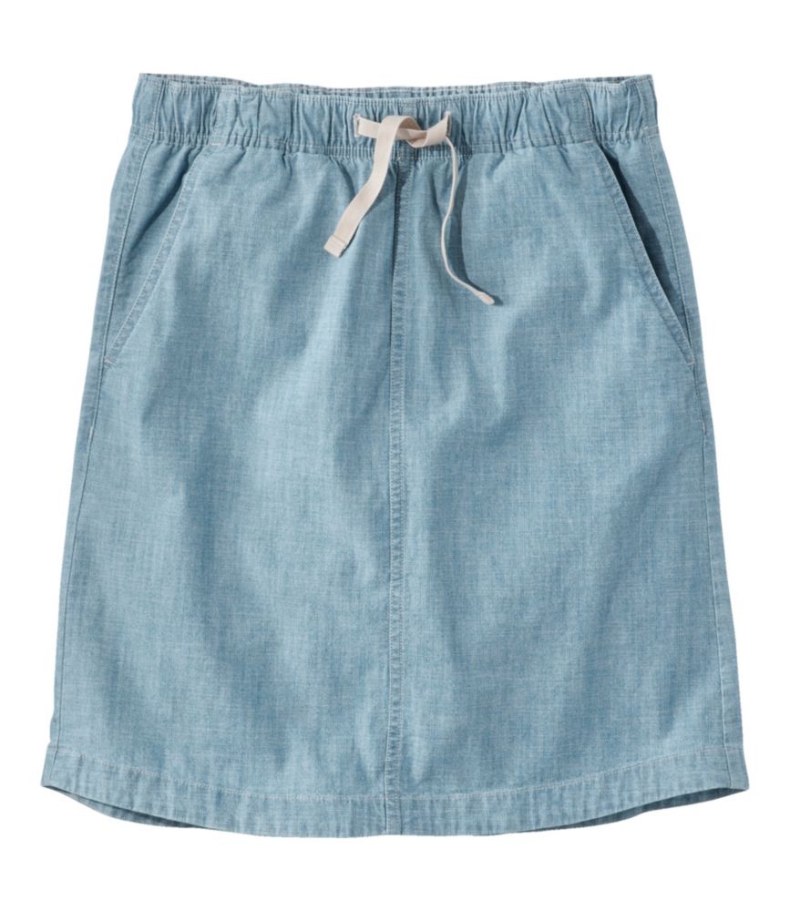 Women's Lakewashed Pull-On Skirt, Mid-Rise Chambray - leoleo123123
