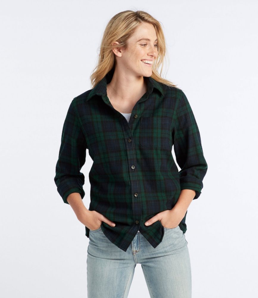 Women's Scotch Plaid Flannel Shirt, Relaxed - leoleo123123