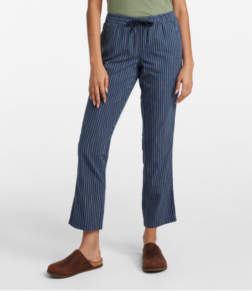 Women's Lakewashed Pull-On Chinos, Mid-Rise Tapered-Leg Chambray Ankle Pants - leoleo123123