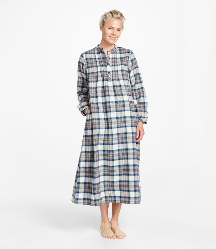 Women's Scotch Plaid Flannel Nightgown - leoleo123123