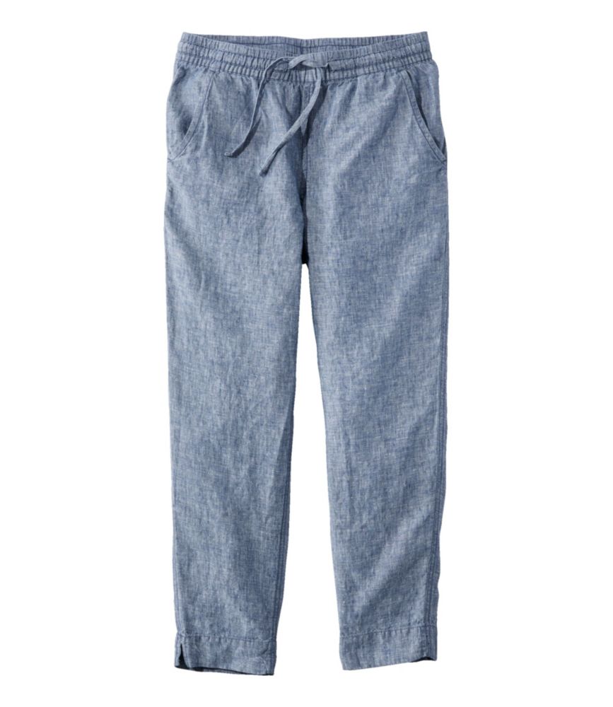 Women's Premium Linen Breezy Pull-On Ankle Pants, Mid-Rise Tapered-Leg - leoleo123123