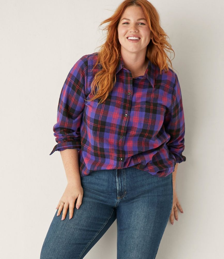 Women's Scotch Plaid Flannel Shirt, Relaxed - leoleo123123