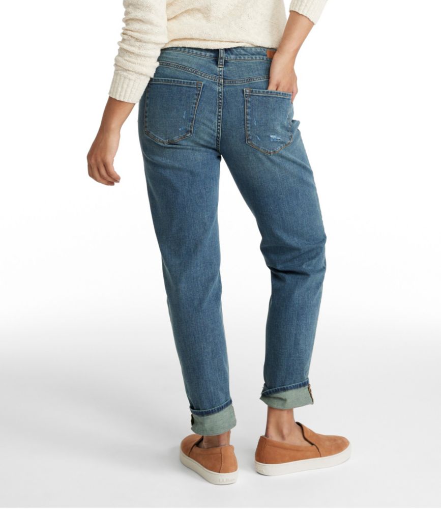 Women's Signature Organic Denim Boyfriend Jeans, Low-Rise Straight-Leg - leoleo123123